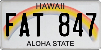 HI license plate FAT847