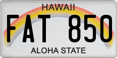 HI license plate FAT850