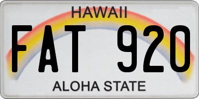 HI license plate FAT920