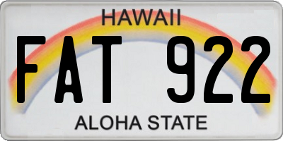 HI license plate FAT922