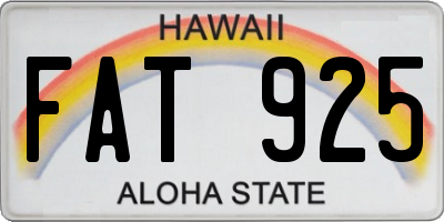 HI license plate FAT925