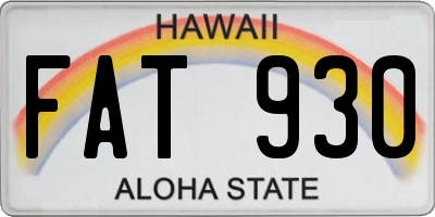 HI license plate FAT930