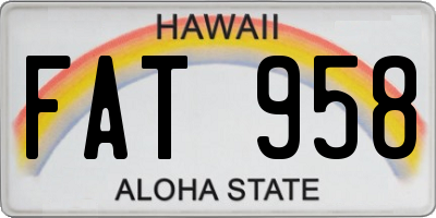 HI license plate FAT958