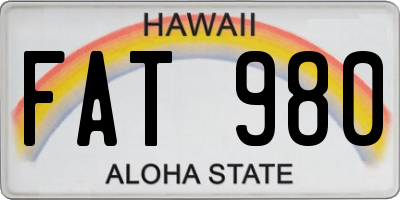 HI license plate FAT980