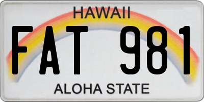 HI license plate FAT981