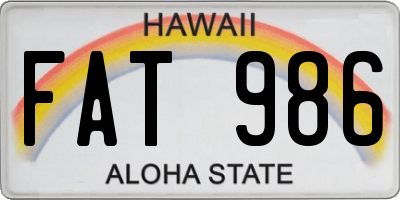 HI license plate FAT986