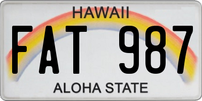 HI license plate FAT987