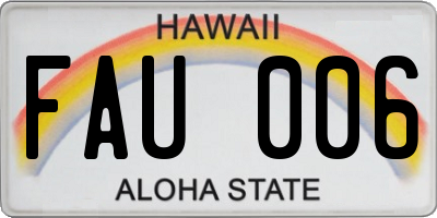 HI license plate FAU006