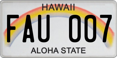HI license plate FAU007
