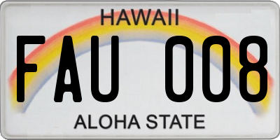 HI license plate FAU008