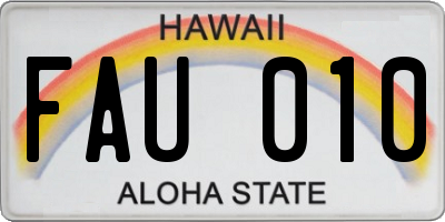 HI license plate FAU010
