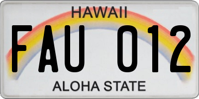 HI license plate FAU012