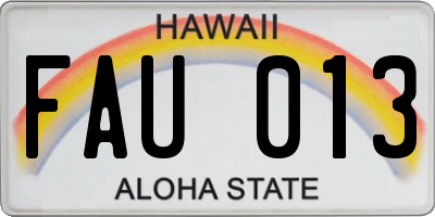 HI license plate FAU013