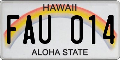 HI license plate FAU014