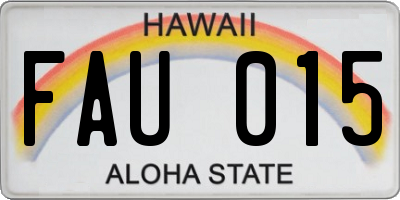 HI license plate FAU015