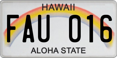HI license plate FAU016