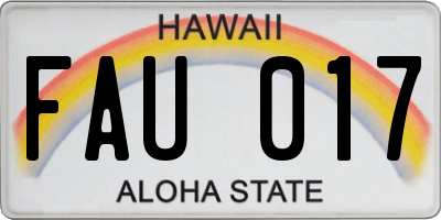 HI license plate FAU017
