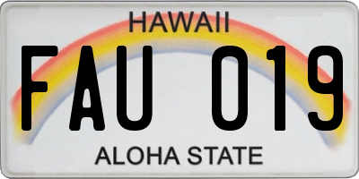 HI license plate FAU019