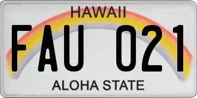 HI license plate FAU021