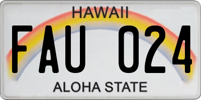 HI license plate FAU024