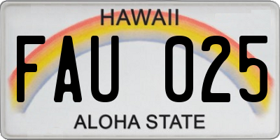 HI license plate FAU025