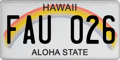 HI license plate FAU026