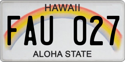 HI license plate FAU027