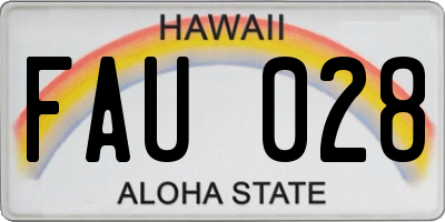 HI license plate FAU028
