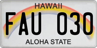 HI license plate FAU030