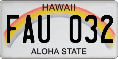 HI license plate FAU032