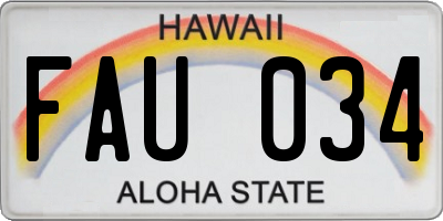 HI license plate FAU034
