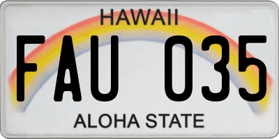 HI license plate FAU035