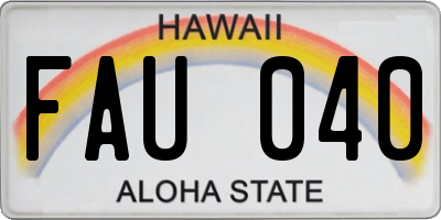 HI license plate FAU040