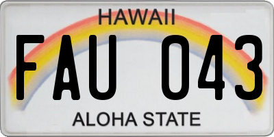 HI license plate FAU043