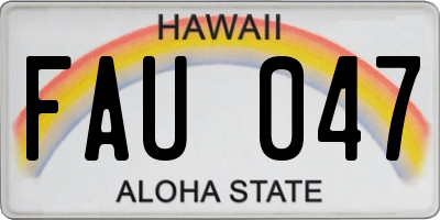 HI license plate FAU047