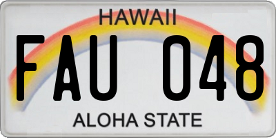 HI license plate FAU048