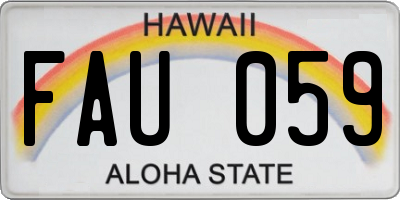 HI license plate FAU059