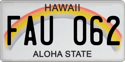 HI license plate FAU062