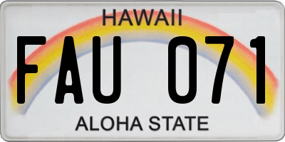 HI license plate FAU071
