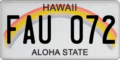 HI license plate FAU072