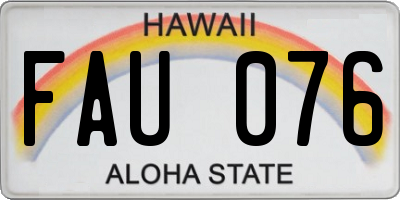HI license plate FAU076