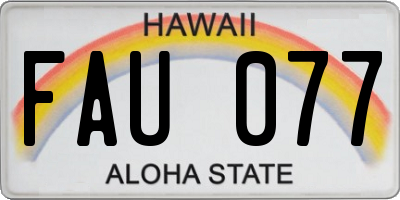 HI license plate FAU077