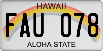 HI license plate FAU078