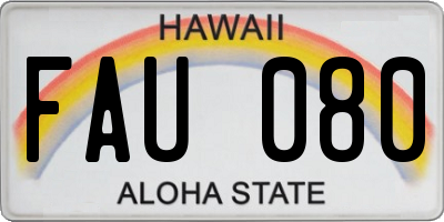 HI license plate FAU080