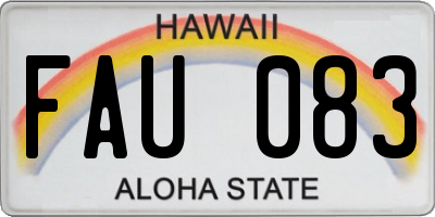 HI license plate FAU083