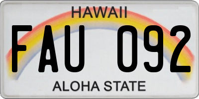 HI license plate FAU092