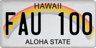 HI license plate FAU100