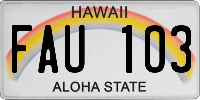 HI license plate FAU103