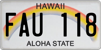 HI license plate FAU118