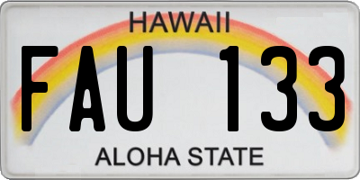 HI license plate FAU133